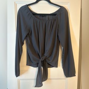 NEVER WORN! Dark gray, tie shirt with shoulder or off-shoulder fit. Size M